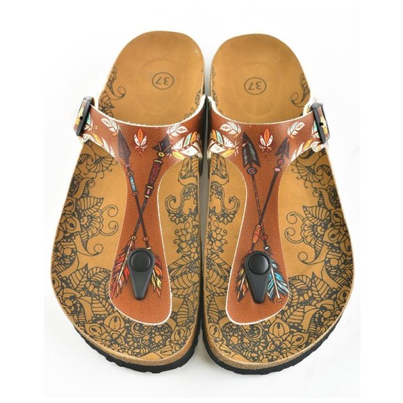 Brown Arrow T-Strap Sandal - Calceo Line of Goby Shoes - Picture 2 of 6